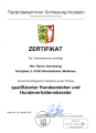 Zertifikat der Tierärztekammer
				Schleswig-Holstein